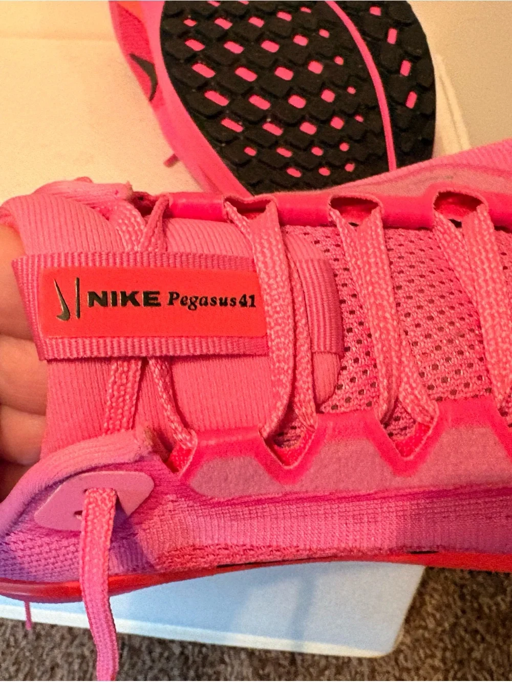 Nike Women's Hot Pink Running Sneakers with Black Swoosh